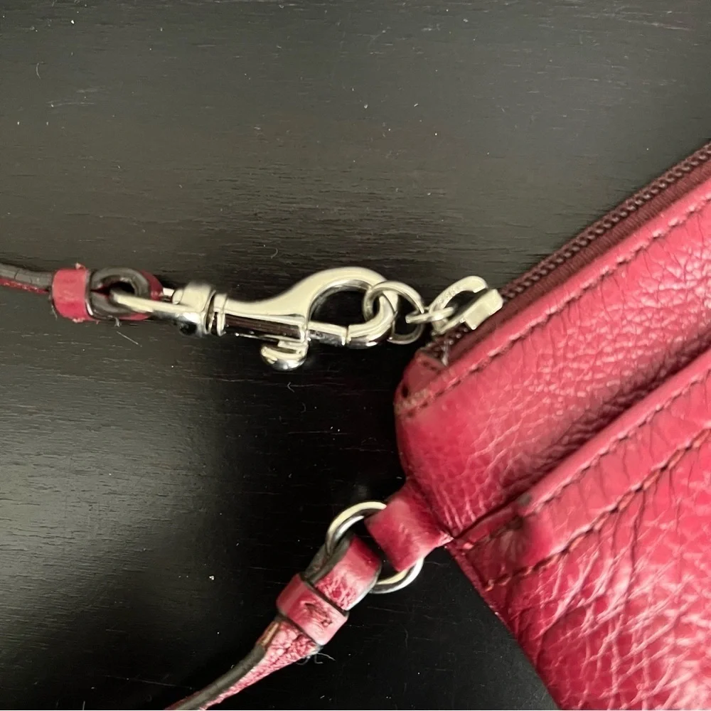 Coach Leather wristlet, dark red 8”x4.5”